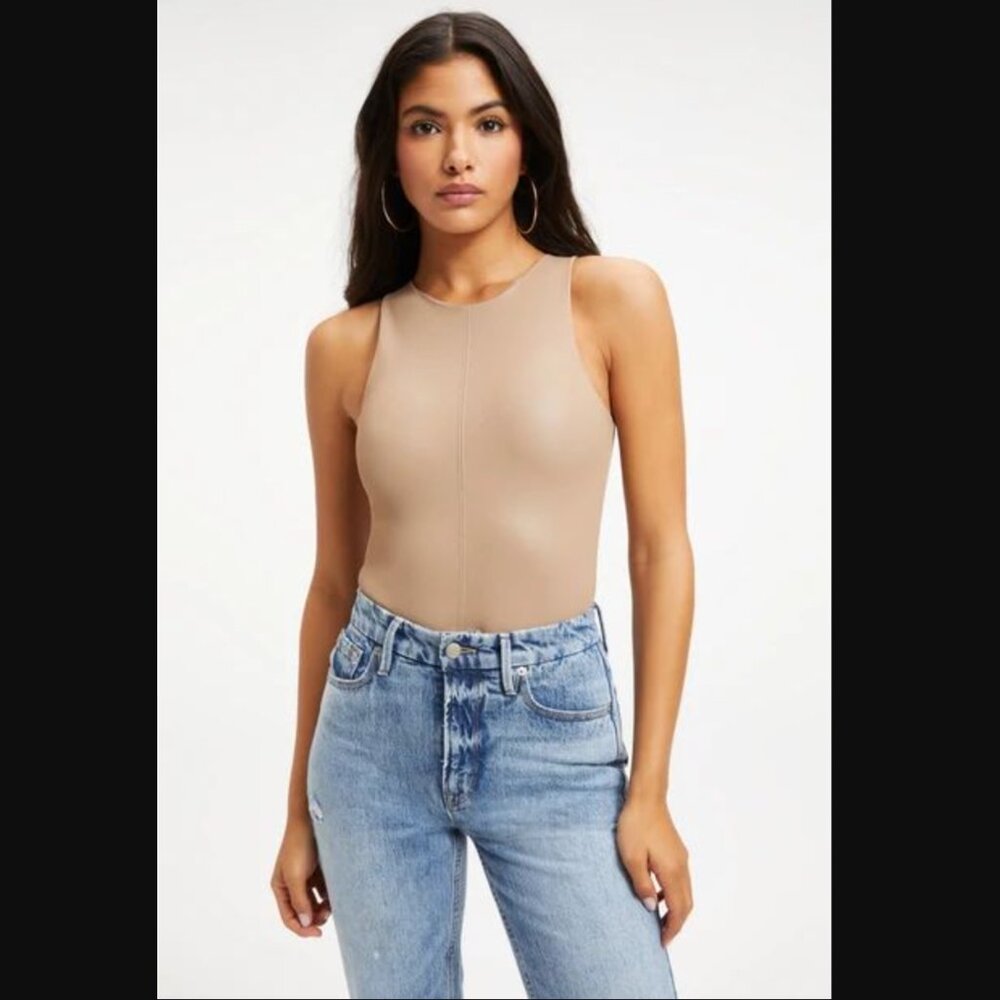NWT Good American Faux Leather Bodysuit $95